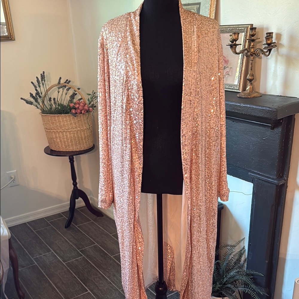 Anthropologie Gold Sequin Cape Jacket